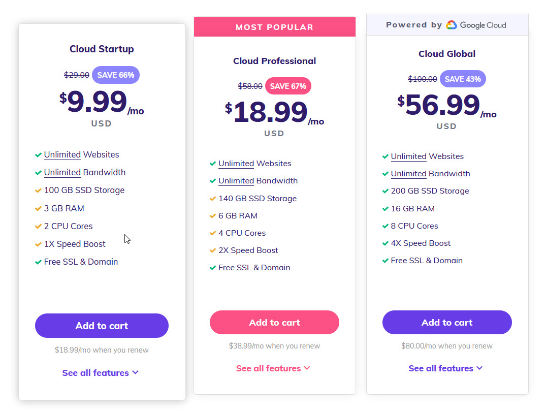 Hostinger Cloud Plans